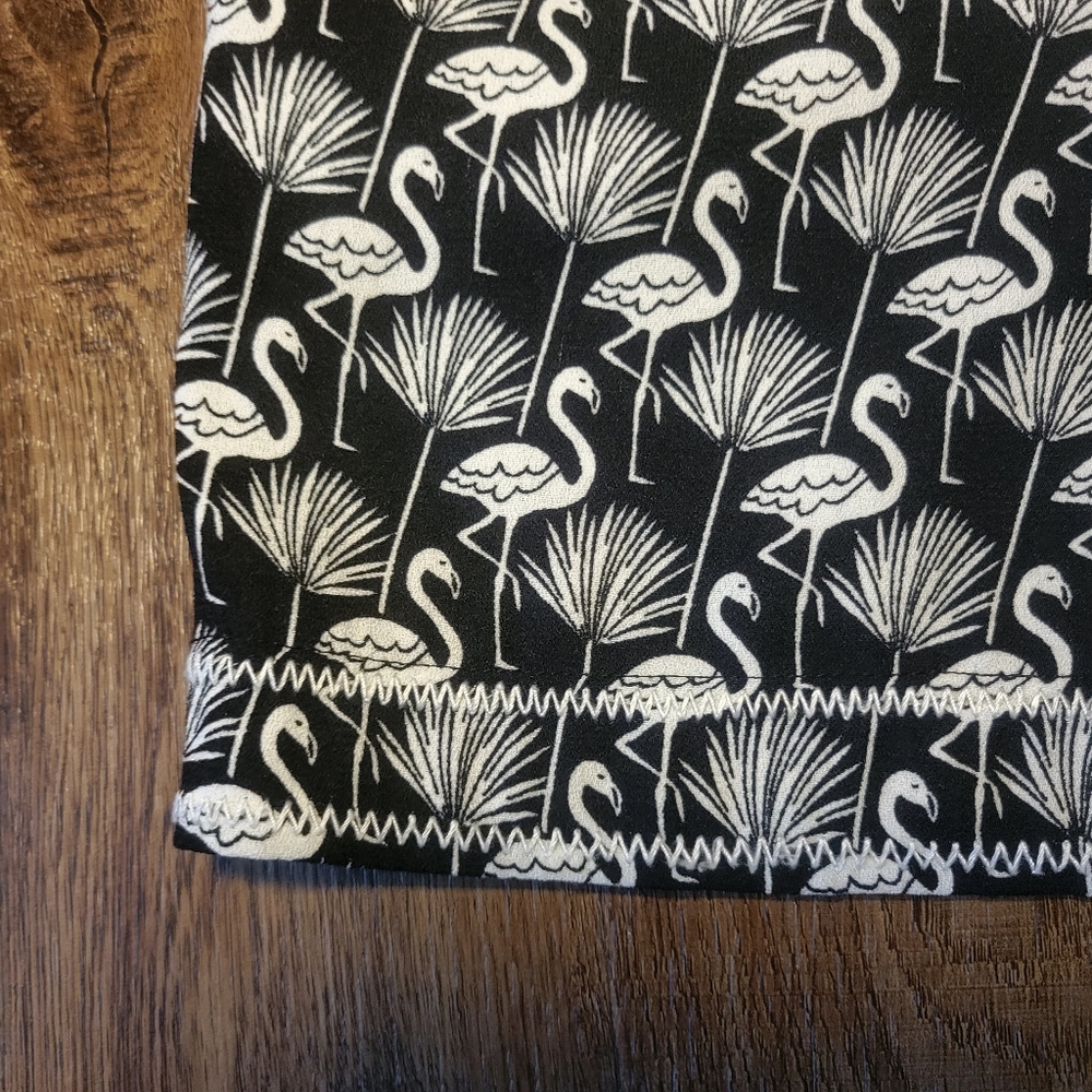 LOFT Flamingo Shorts Tie Waist Black and White - Picture 2 of 11